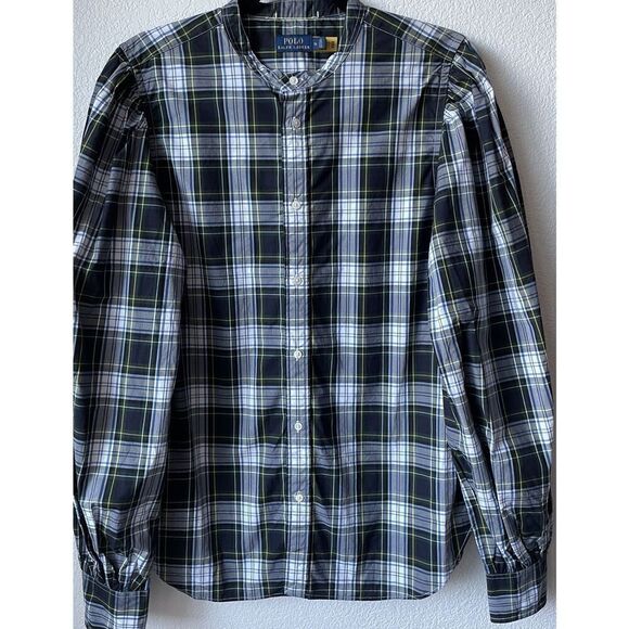 Polo Ralph Lauren Tops - New Polo Ralph Lauren Women's Puff Sleeve Tartan Plaid Cotton Shirt. Sz 14
